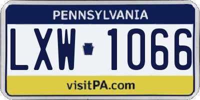 PA license plate LXW1066