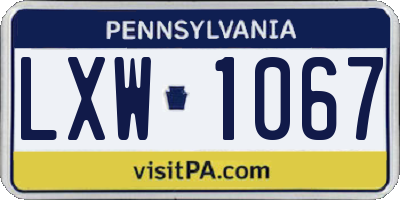 PA license plate LXW1067