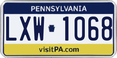 PA license plate LXW1068
