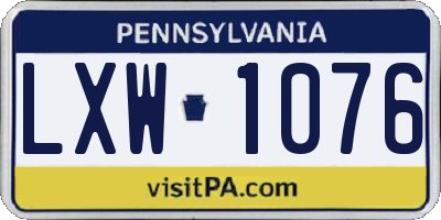PA license plate LXW1076