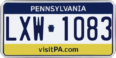PA license plate LXW1083