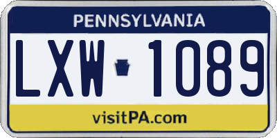 PA license plate LXW1089