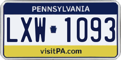 PA license plate LXW1093