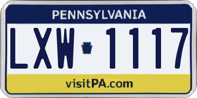 PA license plate LXW1117