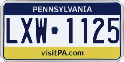 PA license plate LXW1125