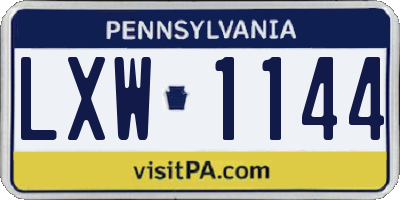 PA license plate LXW1144
