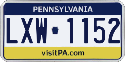 PA license plate LXW1152