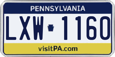 PA license plate LXW1160