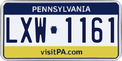 PA license plate LXW1161