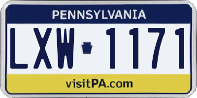 PA license plate LXW1171