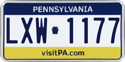 PA license plate LXW1177