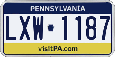 PA license plate LXW1187