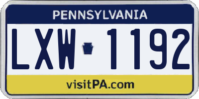 PA license plate LXW1192