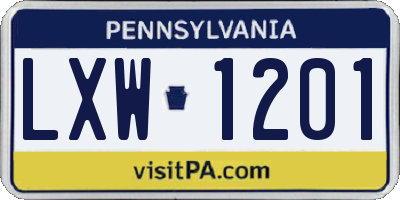 PA license plate LXW1201