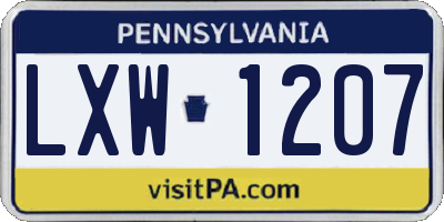 PA license plate LXW1207