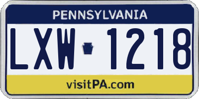PA license plate LXW1218