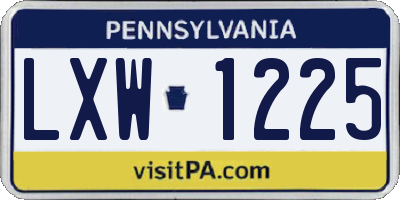 PA license plate LXW1225