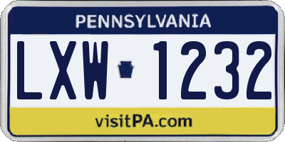 PA license plate LXW1232