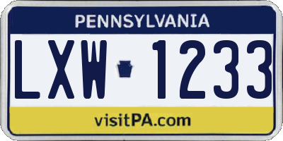 PA license plate LXW1233
