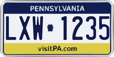PA license plate LXW1235