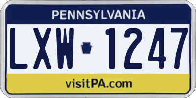 PA license plate LXW1247