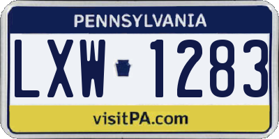 PA license plate LXW1283