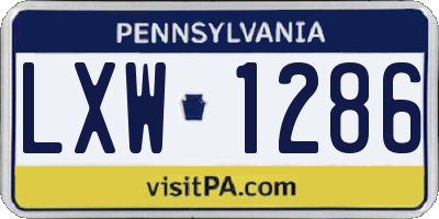 PA license plate LXW1286