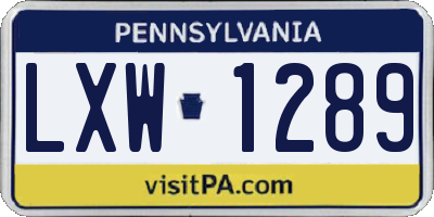 PA license plate LXW1289