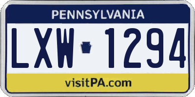 PA license plate LXW1294