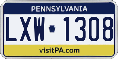 PA license plate LXW1308