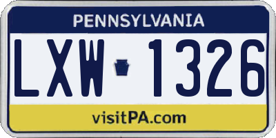 PA license plate LXW1326