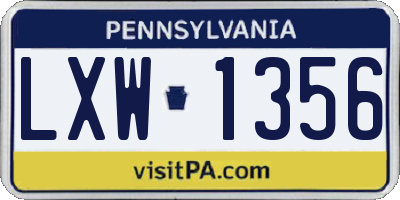 PA license plate LXW1356