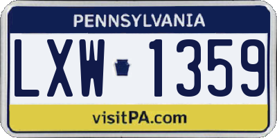 PA license plate LXW1359