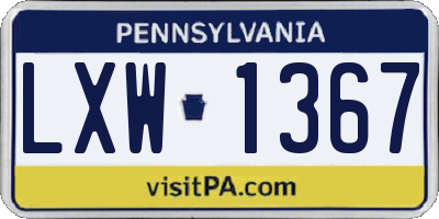 PA license plate LXW1367