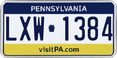 PA license plate LXW1384