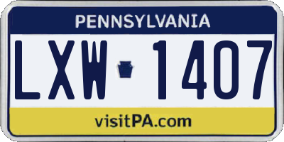 PA license plate LXW1407