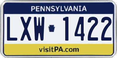 PA license plate LXW1422