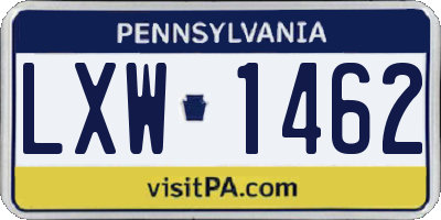 PA license plate LXW1462