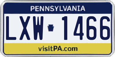 PA license plate LXW1466