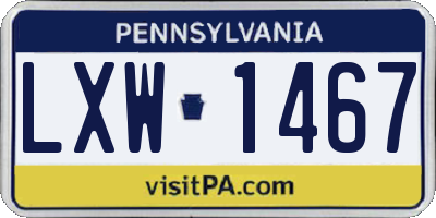 PA license plate LXW1467