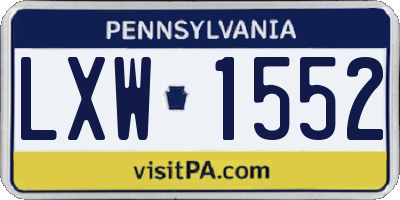 PA license plate LXW1552