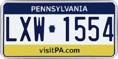 PA license plate LXW1554