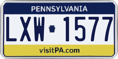 PA license plate LXW1577