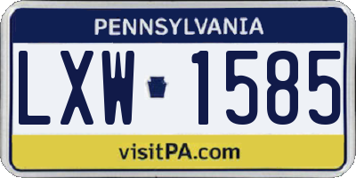 PA license plate LXW1585