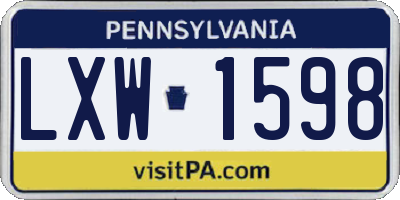 PA license plate LXW1598