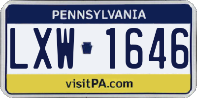 PA license plate LXW1646
