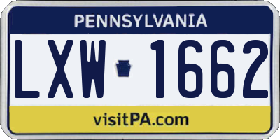 PA license plate LXW1662