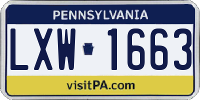 PA license plate LXW1663