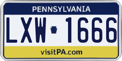 PA license plate LXW1666