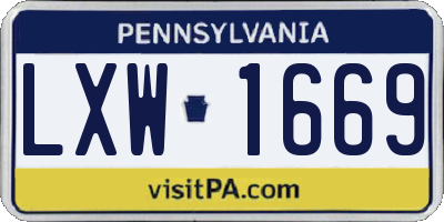 PA license plate LXW1669